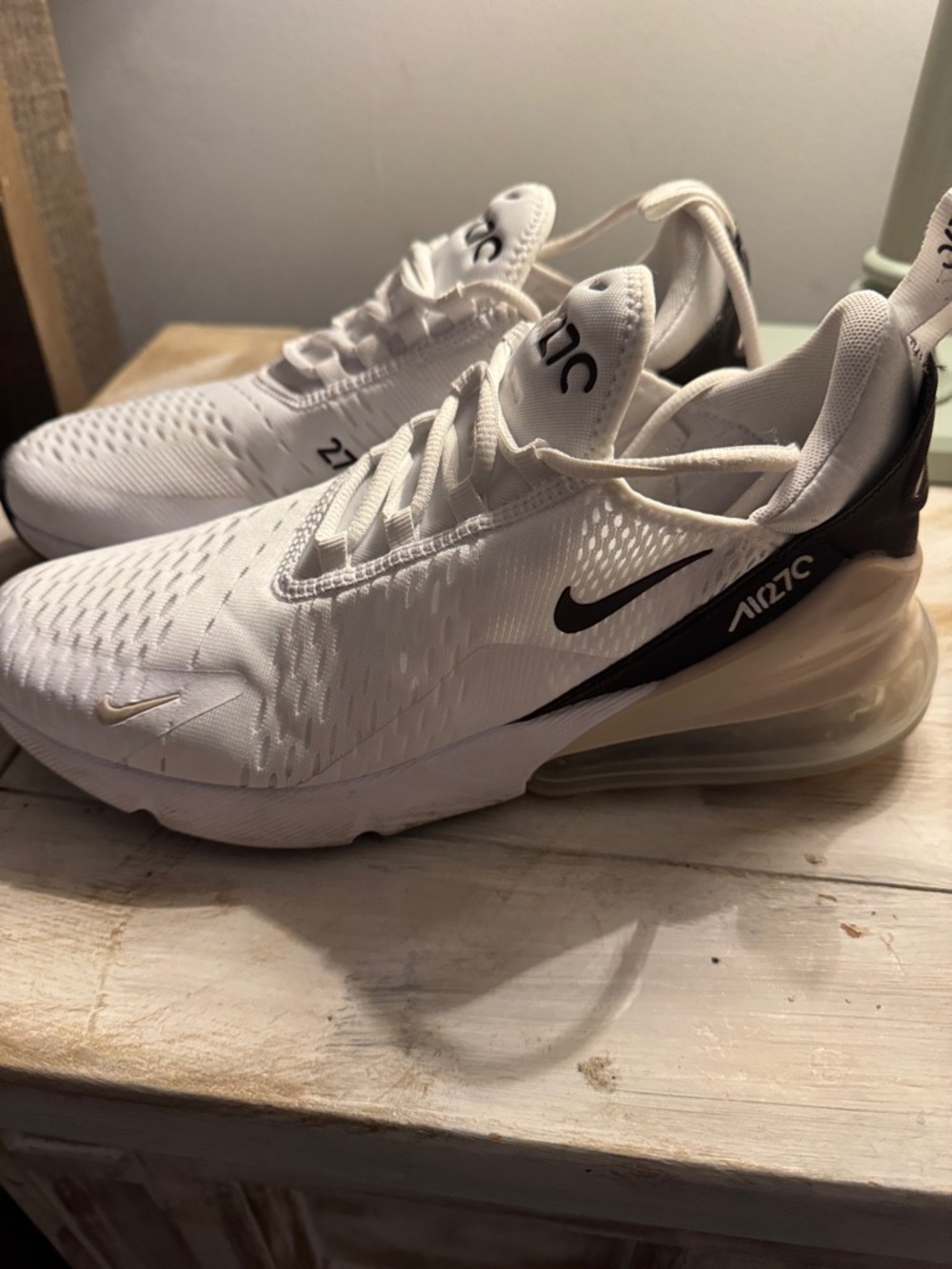 Nike White and Black Air Max 270 Sneakers